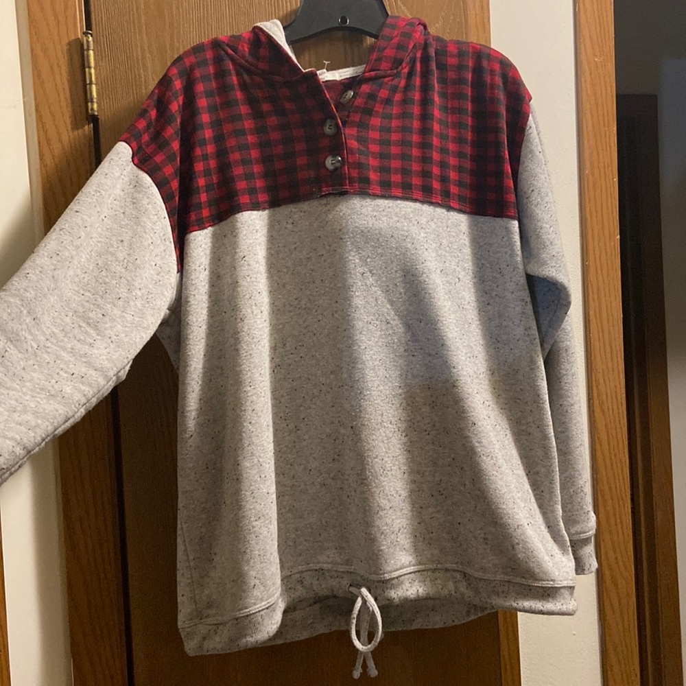 Maurice’s red flannel hoodie